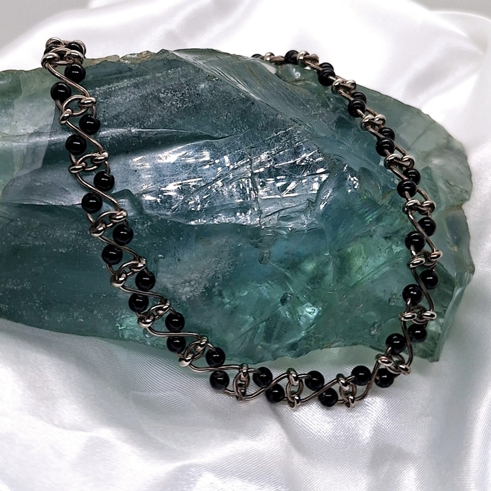 BYZANTINE CHAIN AND BEADED CHOKER NECKLACE